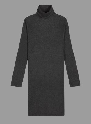 Grey turtleneck dress with long sleeves in cotton / cashmere / cotton - MAJESTIC FILATURES