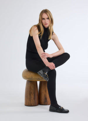 Black Viscose/Elastane Leggings - MAJESTIC FILATURES