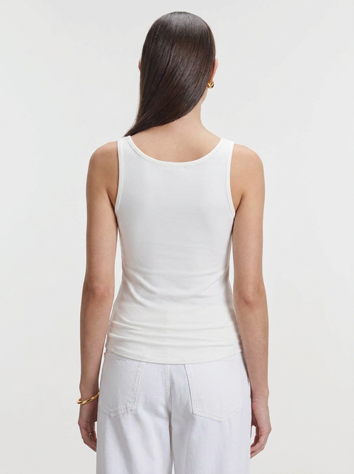 Camiseta sin mangas blanca con cuello en U de viscosa/elastano - MAJESTIC FILATURES