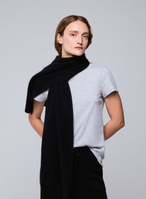 Black Raccon wool / Polyamide scarf - MAJESTIC FILATURES