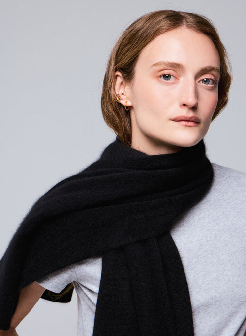 Black Raccon wool / Polyamide scarf - MAJESTIC FILATURES