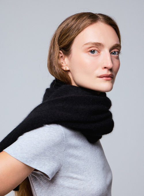 Black Raccon wool / Polyamide scarf - MAJESTIC FILATURES