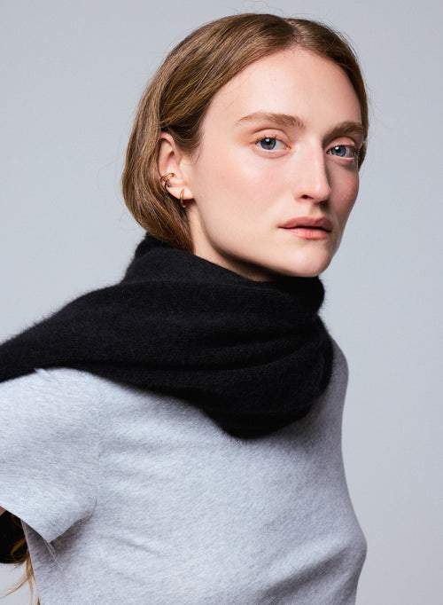 Black Raccon wool / Polyamide scarf - MAJESTIC FILATURES