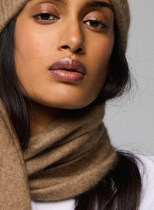 Beige scarf in Raccon wool / Polyamide - MAJESTIC FILATURES