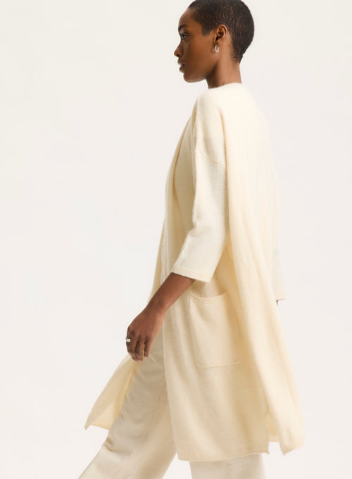 White long-sleeved cardigan - MAJESTIC FILATURES