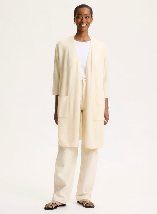 White long-sleeved cardigan - MAJESTIC FILATURES