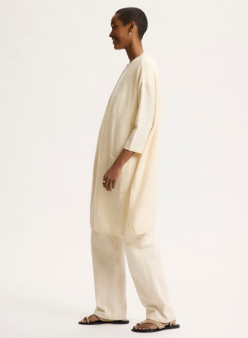 White long-sleeved cardigan - MAJESTIC FILATURES