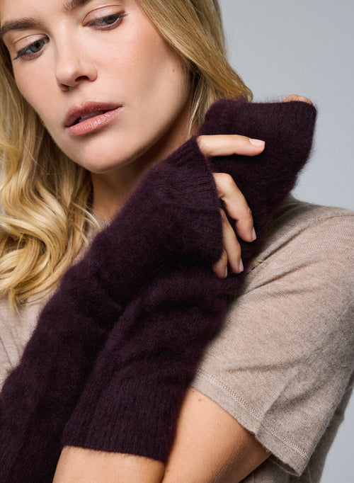 Auberginen-Fäustlinge aus Raccon-Wolle / Polyamid - MAJESTIC FILATURES