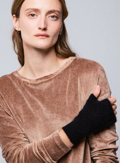 Black Mittens in Raccon wool / Polyamide - MAJESTIC FILATURES