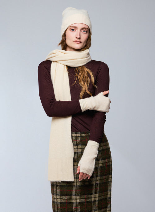 Weiße Fäustlinge aus Raccon-Wolle / Polyamid - MAJESTIC FILATURES