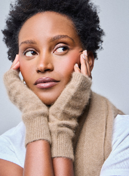 Mittaines Beige en Raccon wool / Polyamide - MAJESTIC FILATURES