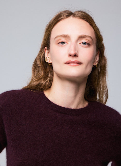 Purple Round Neck Long Sleeves Sweater in Raccoon wool / Polyamide - MAJESTIC FILATURES