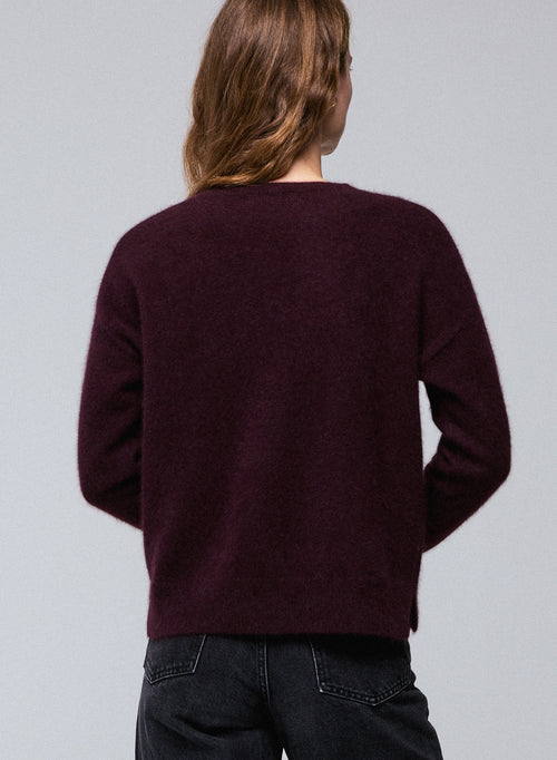 Purple Round Neck Long Sleeves Sweater in Raccoon wool / Polyamide - MAJESTIC FILATURES