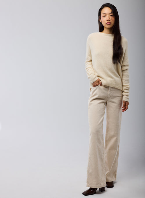 Jersey de manga larga con cuello redondo blanco en lana de raccon / poliamida - MAJESTIC FILATURES