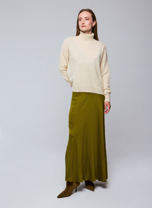 Jersey de cuello alto crudo con mangas largas en Raccoon - MAJESTIC FILATURES