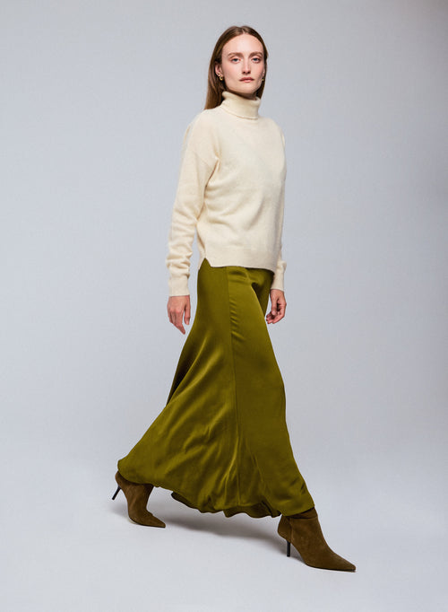 Jersey de cuello alto crudo con mangas largas en Raccoon - MAJESTIC FILATURES