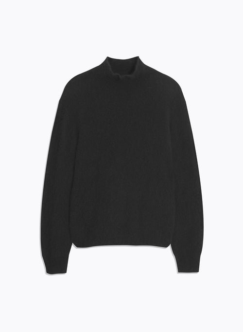 Black High Neck Long Sleeve Sweater - MAJESTIC FILATURES