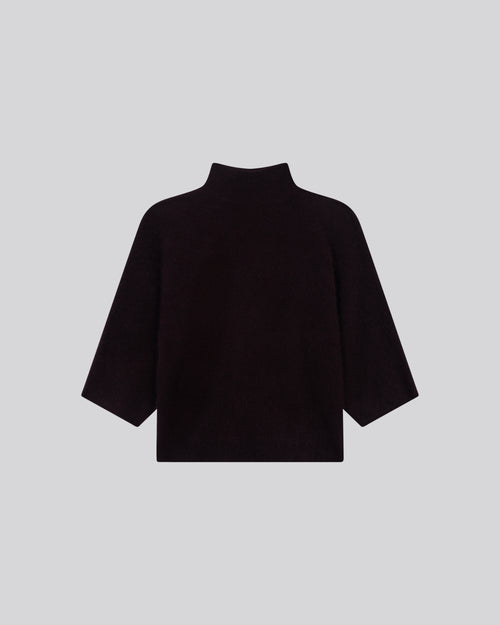 Violetter Rollkragenpullover mit Kimonoärmeln aus Raccoon-Wolle / Polyamid - MAJESTIC FILATURES