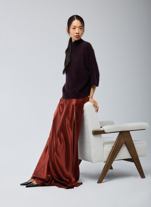 Violetter Rollkragenpullover mit Kimonoärmeln aus Raccoon-Wolle / Polyamid - MAJESTIC FILATURES