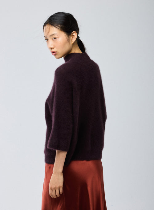 Violetter Rollkragenpullover mit Kimonoärmeln aus Raccoon-Wolle / Polyamid - MAJESTIC FILATURES