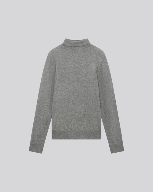 Pull Gris Col Roulé Manches Longues en Raccon wool / Polyamide - MAJESTIC FILATURES