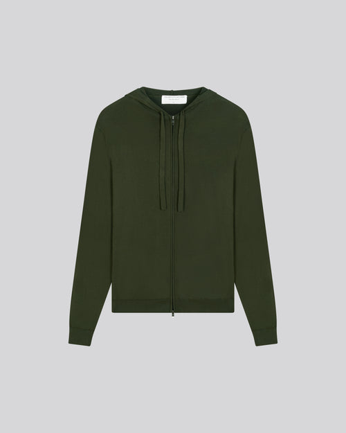 Grüne Kapuzenweste mit langen Ärmeln aus Bio-Baumwolle / Elasthan - MAJESTIC FILATURES