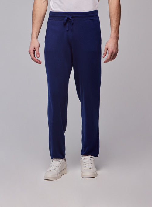 Blue Organic Cotton / Elastane Pants - MAJESTIC FILATURES
