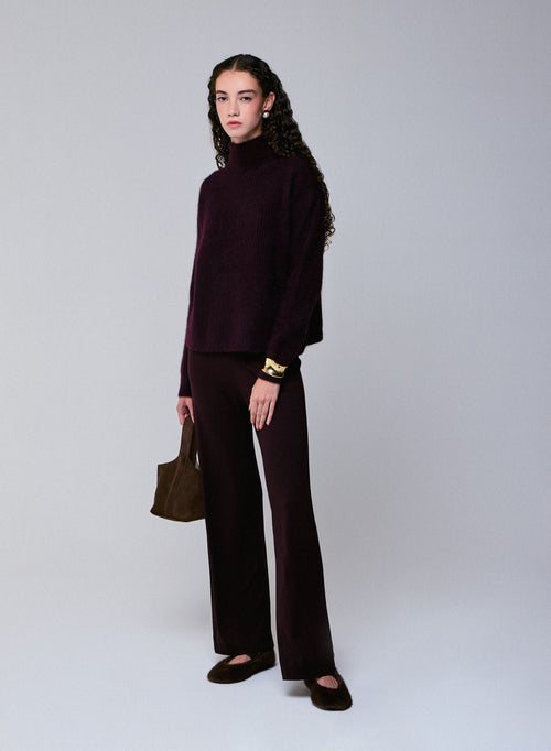 Purple Long sleeves Turtleneck Sweater in Wool / Fox / Polyamide - MAJESTIC FILATURES