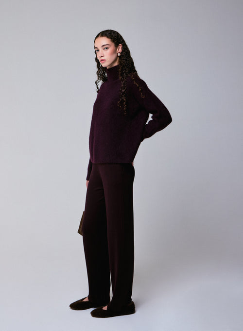 Purple Long sleeves Turtleneck Sweater in Wool / Fox / Polyamide - MAJESTIC FILATURES