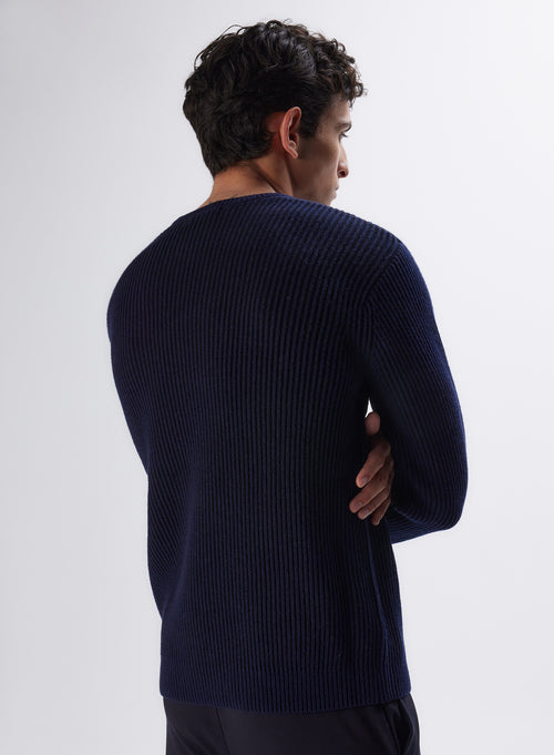 "Gerippter Pullover mit Rundhalsausschnitt aus Wolle / Kaschmir" - MAJESTIC FILATURES