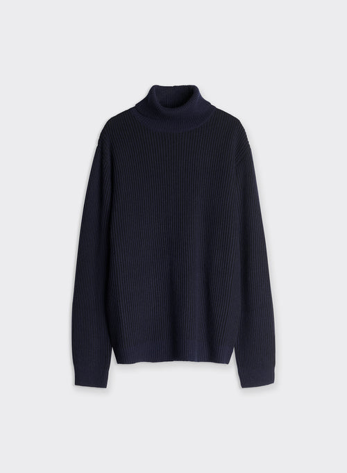 "Wool / Cashmere Ribbed Turtleneck Pull" - MAJESTIC FILATURES