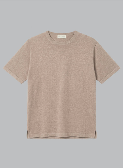 Jersey désert de cuello redondo y manga corta de lino - MAJESTIC FILATURES