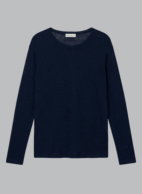 Pull Blue Moon Col Rond Manches Longues en Lin - MAJESTIC FILATURES