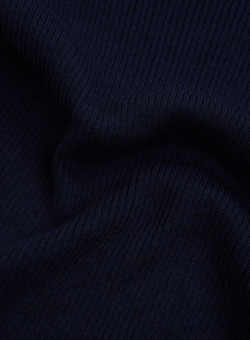 Marineblauer Pullover mit Rollkragen und langen Ärmeln - MAJESTIC FILATURES