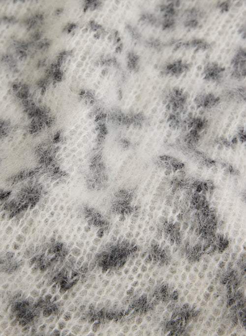 Pull Blanc et Noir Col Roulé Manches Longues en Mohair et Laine Mérinos - MAJESTIC FILATURES