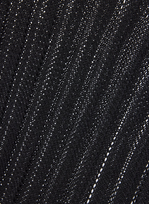 Dress Black Lurex Round Neck Long Sleeve in Viscose - MAJESTIC FILATURES