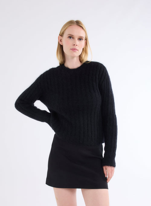 Black long-sleeved turtleneck sweater WOMEN Majestic Filatures