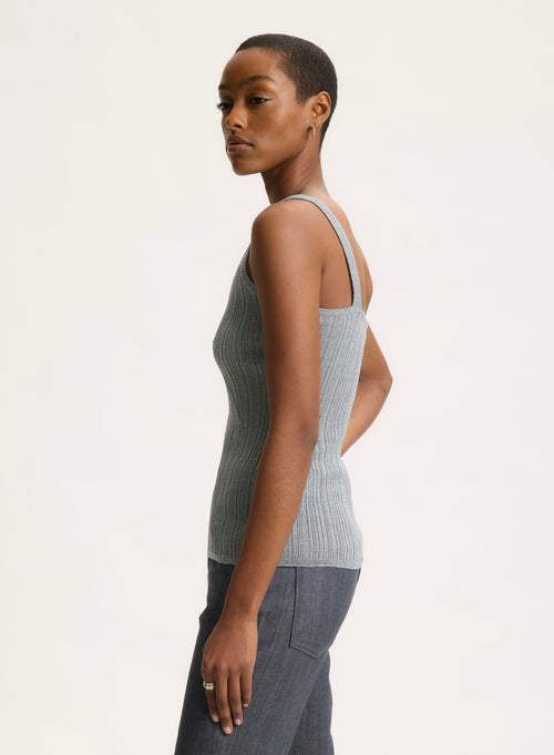 Grey V-neck tank top - MAJESTIC FILATURES