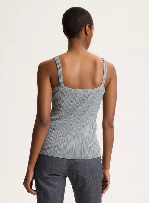 Grey V-neck tank top - MAJESTIC FILATURES