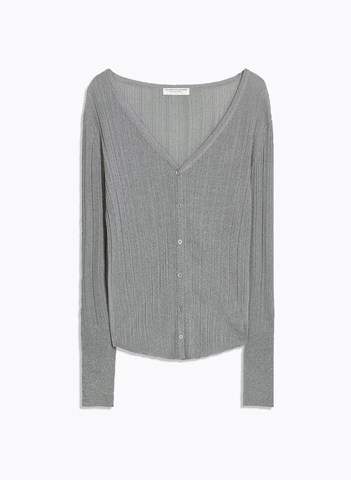 Grey V-neck cardigan Long sleeves - MAJESTIC FILATURES