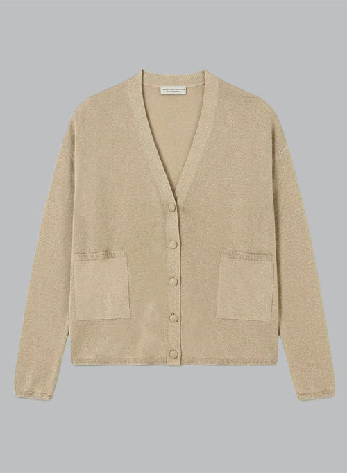 Chaleco dorado con cuello abotonado y mangas largas de acetato / fibra metalizada / poliamida - MAJESTIC FILATURES