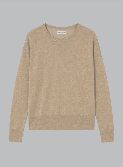 Pull Doré Col Rond Manches Longues en Acetate / Fibre métallisée / Polyamide - MAJESTIC FILATURES