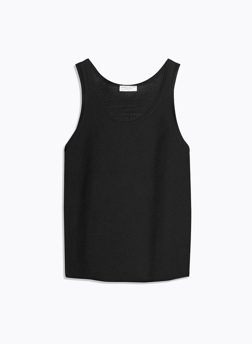 Schwarzes Tank Top mit Rundhalsausschnitt aus Seide und Viskose - MAJESTIC FILATURES