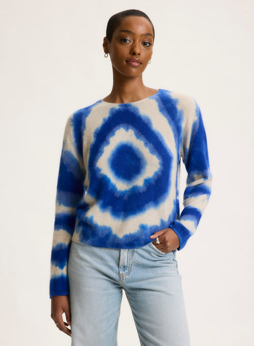 Pull Bleu Col Rond Manches Longues - MAJESTIC FILATURES