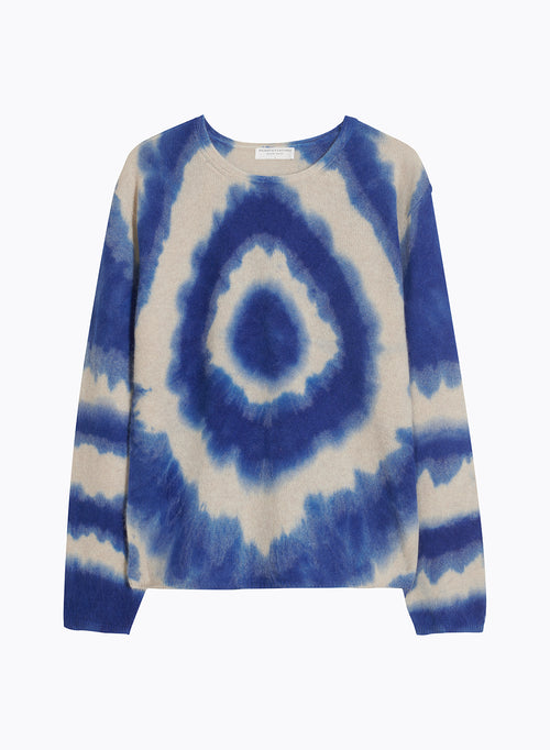 Pull Bleu Col Rond Manches Longues - MAJESTIC FILATURES