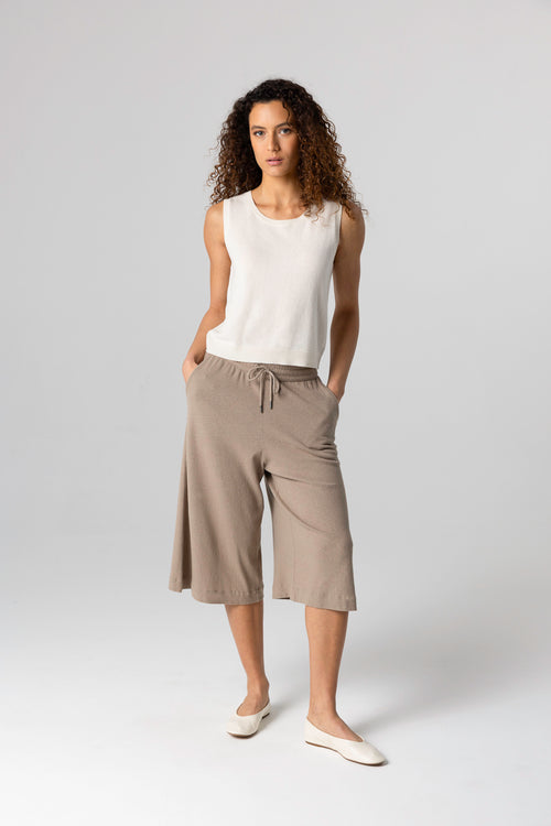 Débardeur Blanc Col Rond Sans Manches en Cachemire - MAJESTIC FILATURES