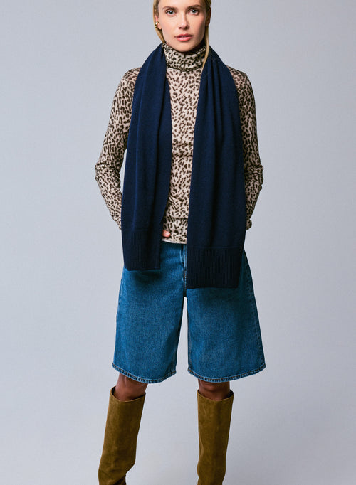 Bufanda de cachemira azul marino - MAJESTIC FILATURES