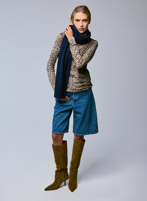 Bufanda de cachemira azul marino - MAJESTIC FILATURES