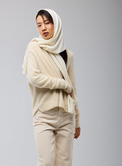 White Cashmere Scarf - MAJESTIC FILATURES