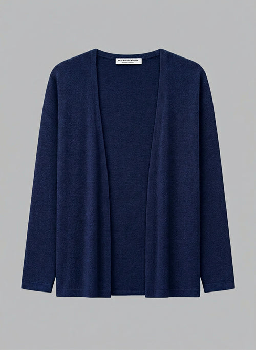 Chaleco azul marino con cuello en V y mangas largas de cachemira - MAJESTIC FILATURES